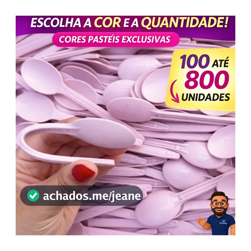 Colher Descartável Rosa Bebê 100 a 800 Unidades | Alta Resistência Festa Sobremesa Sorvete