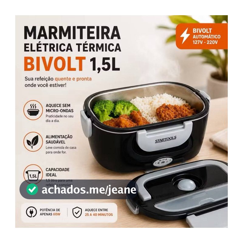 Marmiteira Elétrica Bivolt 1,5L 60W Portátil Aquece Alimentos com Colher
