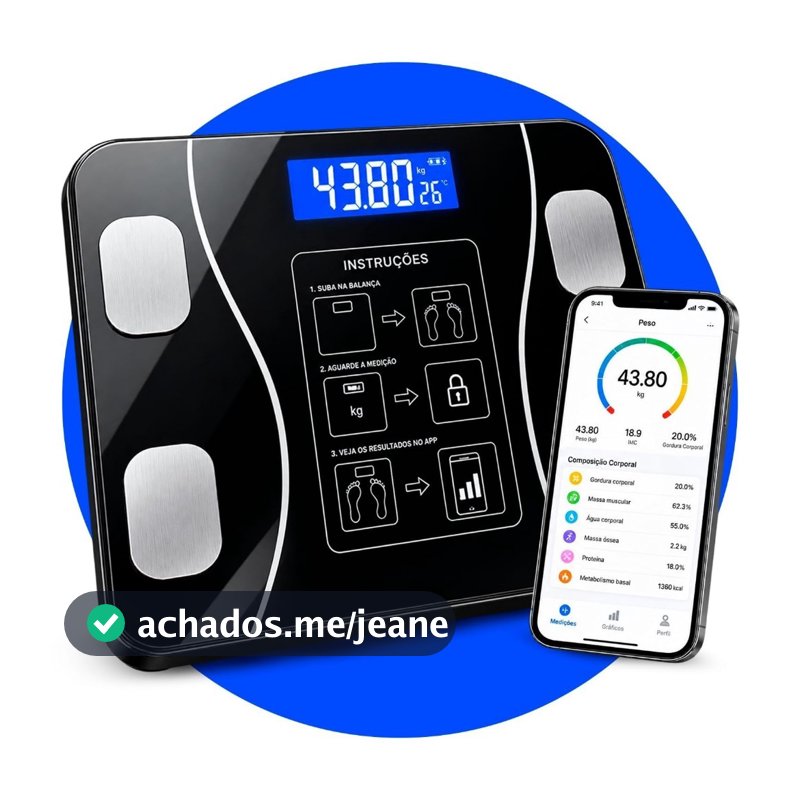 Balança Inteligente com Bioimpedância, App Integrado e Capacidade de até 180kg