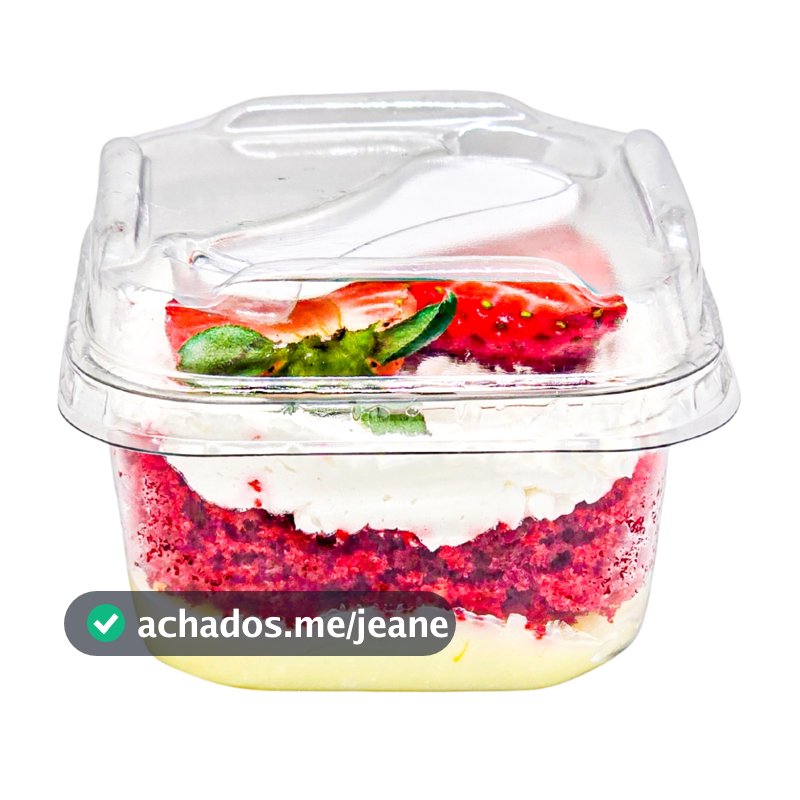 100un Pote Para Bolo De Pote Quadrado 150ml Com Mini Colher