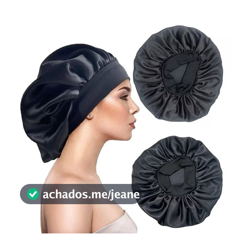 Touca de Cetim Ant Frizz Com Faixa Larga para Dormir Cozinha Banho