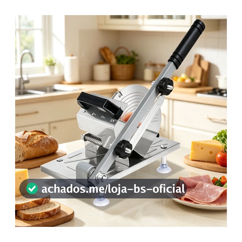 Fatiador de Carnes Manual em Aço Inox para Cozinha Doméstica e Cortes Precisos