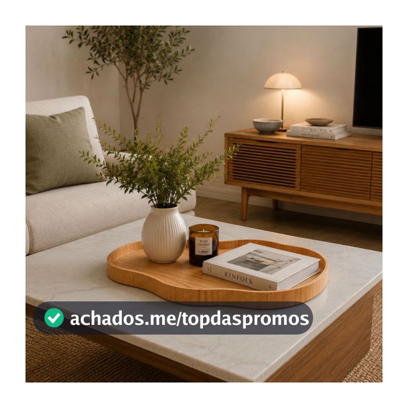 Bandeja Orgânica de Madeira Cinamomo Decorativa Luxo Premium Elegante Sofisticada