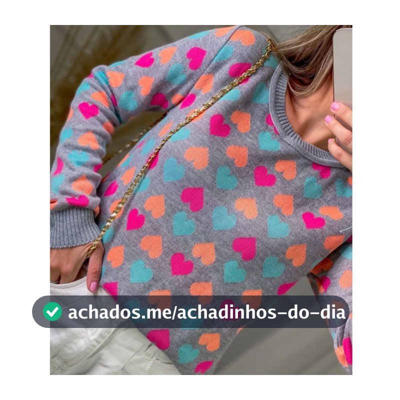 Blusa de frio multicolorida de corações tendência 2024