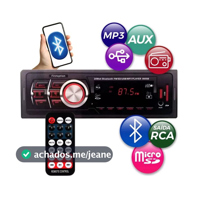 Som Automotivo Bluetooth Com Usb, Rádio Fm E Display Led