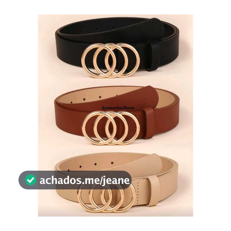 Kit 3 Cinto Feminino com 3 argolas Fivela Dourado
