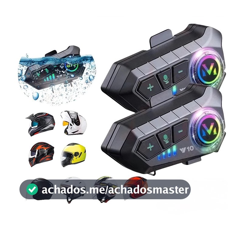 Y10 Motocicleta Sem Fio Bluetooth 5.3 Fone de Ouvido Capacete Kit de Chamadas Mãos Livres À Prova D'Água Interco