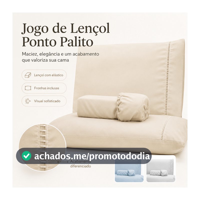 Jogo de Lençol Micropercal 400 Fios com Ponto Palito – Casal, Queen, King e Solteiro Confortável