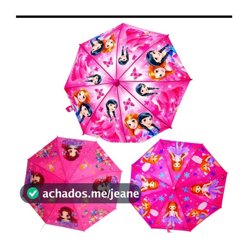 Guarda-Chuva Automático Infantil LY2029M/2030F – Tecido com Tema de Carros e Princesas, Inclui Apito
