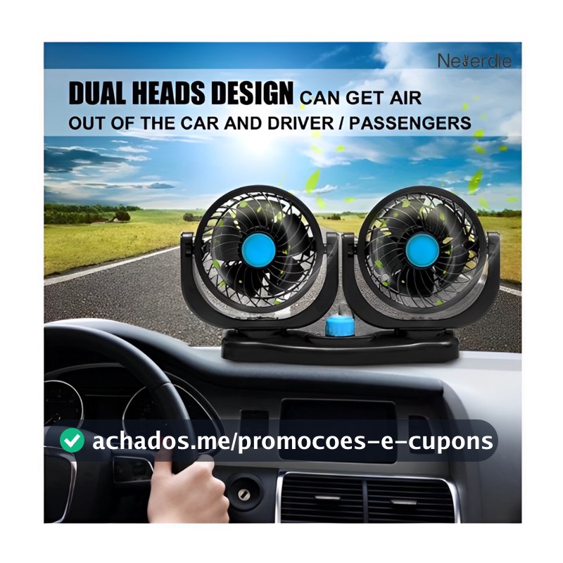 Ventilador De Cabeça Dupla Do Carro Veículo Automóvel Dc 12v Rotação 360°