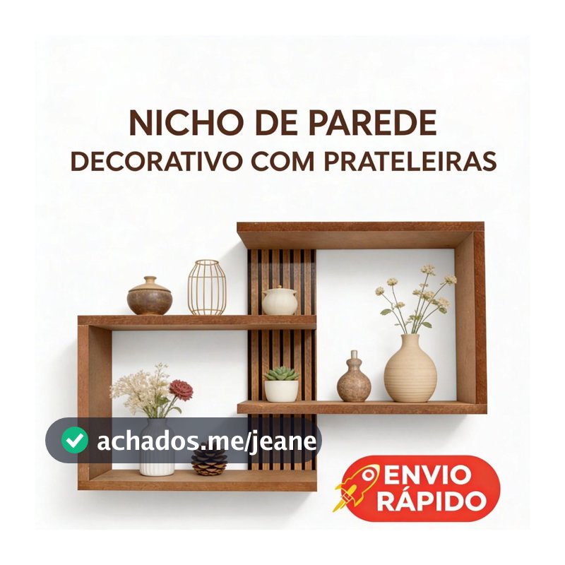Nicho Parede MDF CRU Prateleira Decorativa Estante Suspensa Sala Tv Quarto Cozinha Escritório Decoração