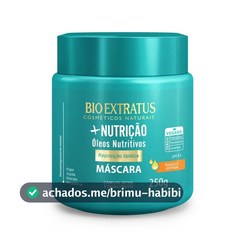 Bio Extratus Mascara Mais +Nutrição - Reposição Lipidica Cabelos Secos e Desnutridos 250gr