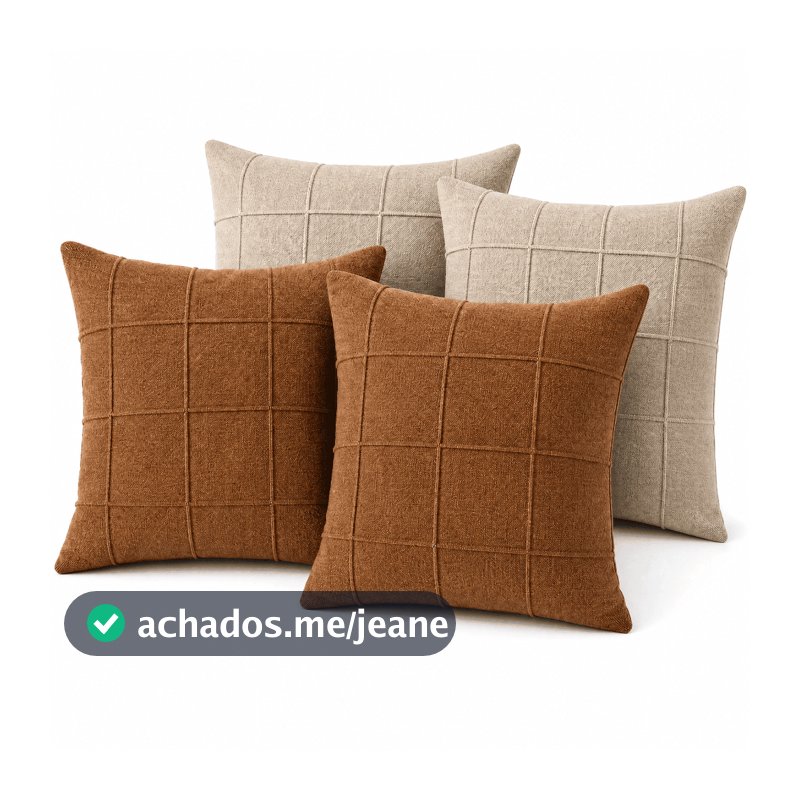 Kit 4 Capas de Almofada Linho 40x40 Rústico Toque Macio Zíper Sofá Sala Quarto Casa