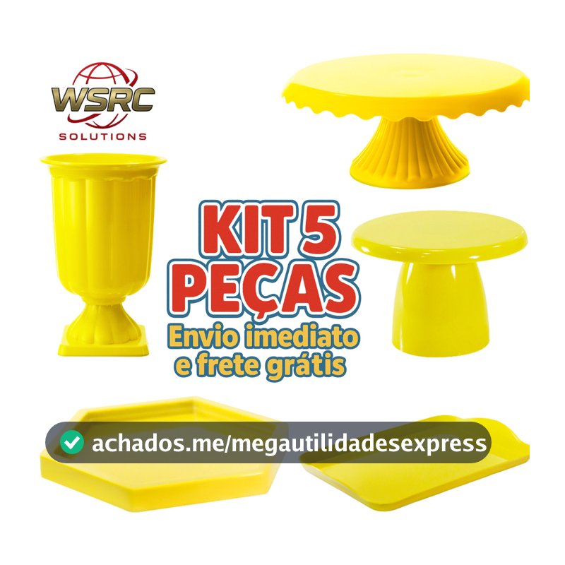 Kit Mesa Decorada Luxo 5 Peças para Festa – Suporte de Bolo, Bandejas Decorativas e Vaso Ornamental