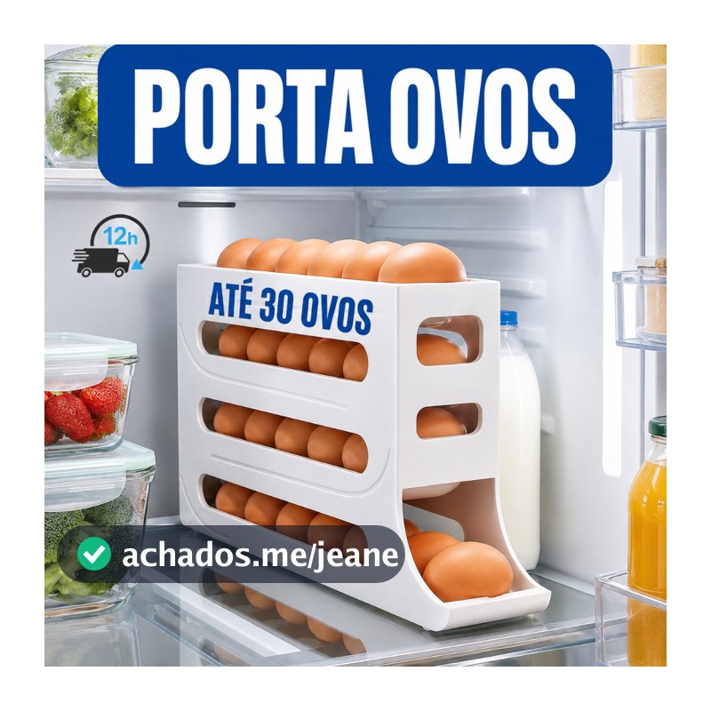 Organizador De Ovos Para Geladeira 4 Andares Rolante Capacidade 30 Ovos Branco