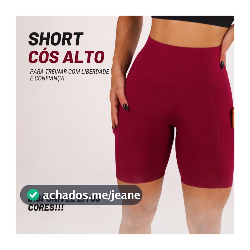 Short Fitness Feminino Cintura Alta com Bolso Academia Treino Compressão Modelador