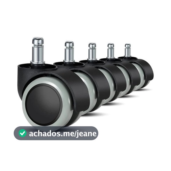 Kit 5 Rodízios Rodinhas Cadeira de Escritório ou Gamer Silicone Anti-Risco e Ruído com Pino 11mm