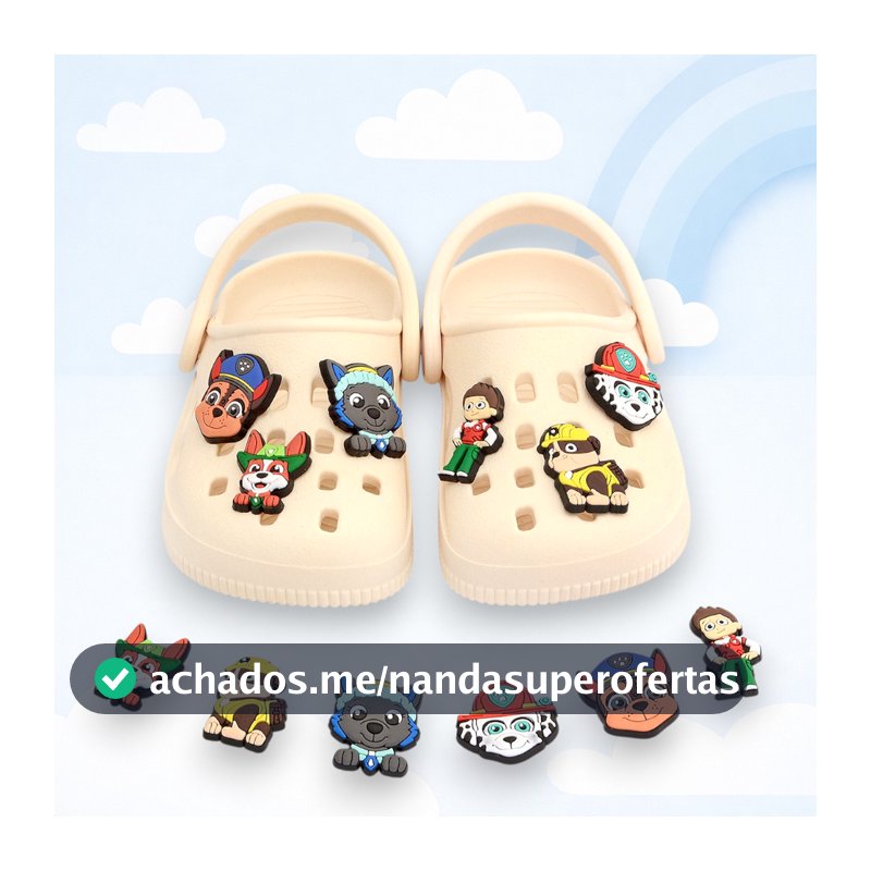Sandália babuche infantil menino masculina bottons removíveis patrulha canina confortável leve