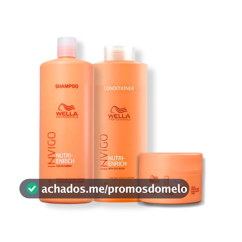 Kit Wella - Shampoo 1L , Condicionador 1L e Máscara 150g Enrich