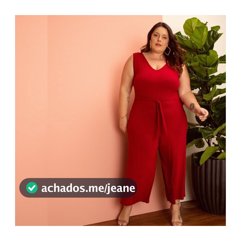 Macacão Pantacourt Com Alças Decote V Plus Size Feminino De Viscolycra G Até o G4 Festa Moda Verão
