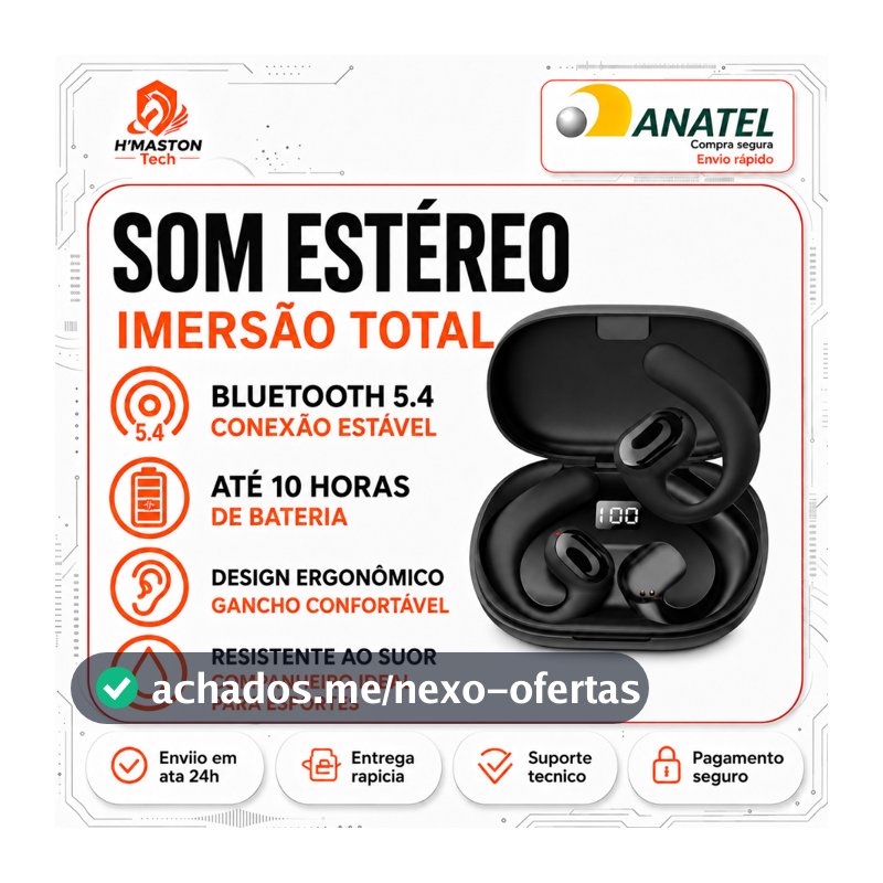 H'MASTON RS24 Fone De Ouvido Bluetooth Sem Fio Fone Sem Fio Bluetooth Fone Bluetooth Sem Fio Fone Que Prende Na Orelha