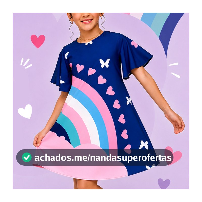 Vestido Infantil Menina Manga Curta Floral Confortável Moda Infantil Lançamento Exclusivo 4 a 12 Anos