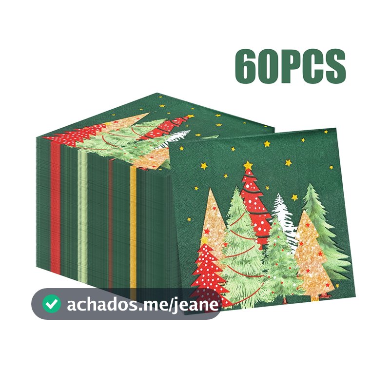 Guardanapos De Natal Descartáveis De 2 Camadas De 20/40/60 Peças – Padrão De Árvore Perfeito Para Decoração De Festas E