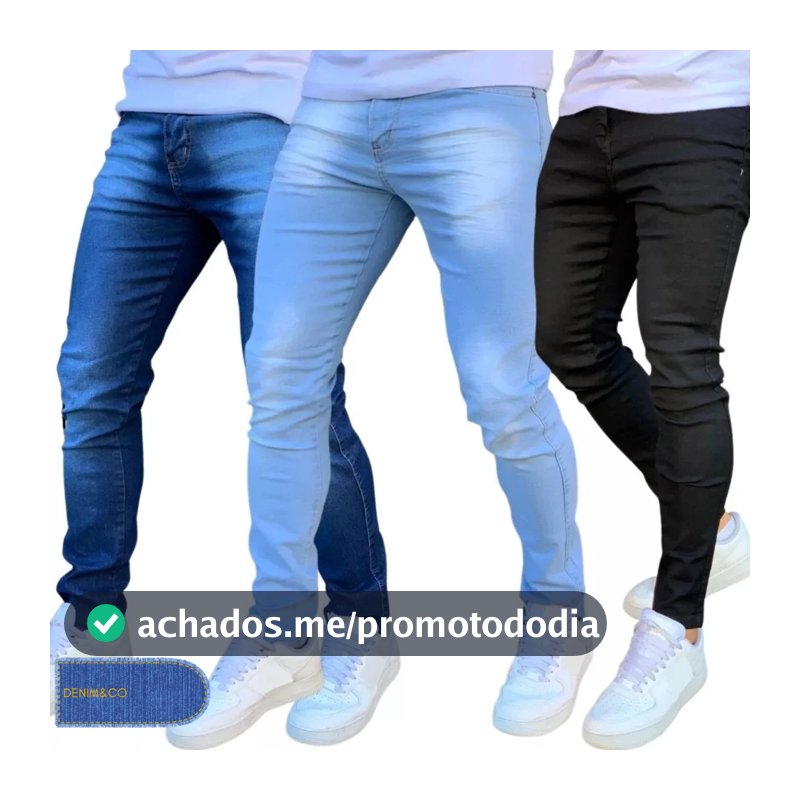 Kit Calça Jeans Skinny Masculina Com Lycra Nf