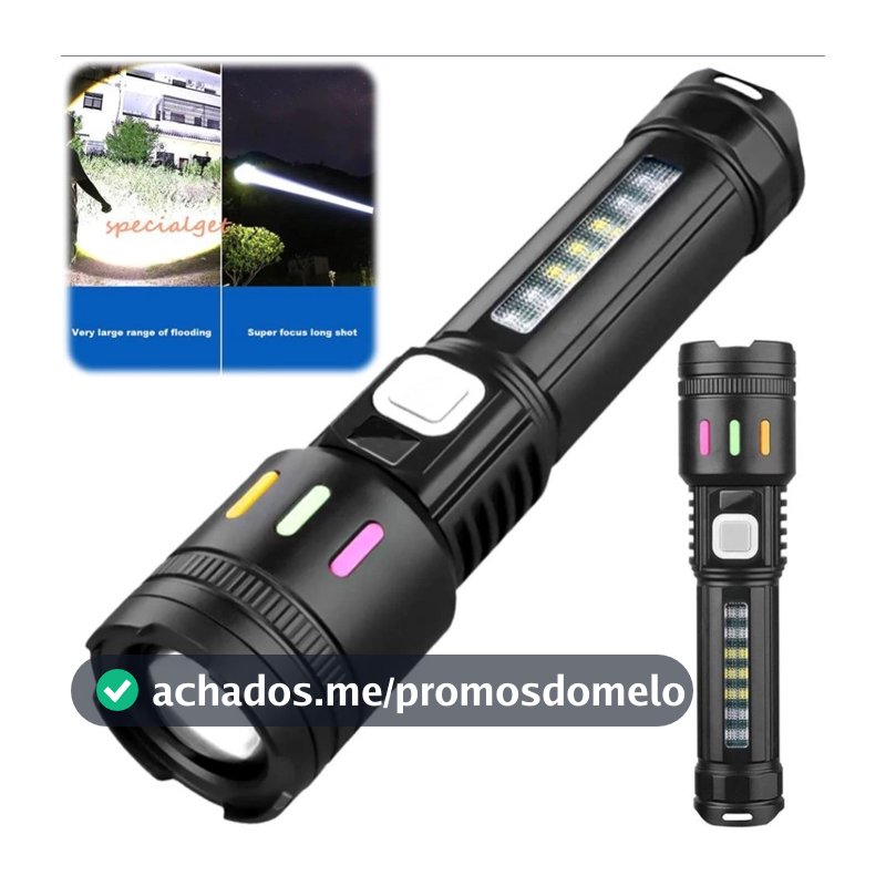 Lanterna Led Super Brilhante Alta potência 100000lm 5 Modos Recarregável.