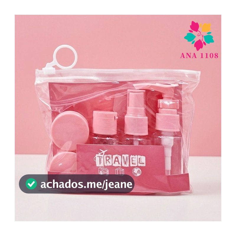 ANA1108 Kit  Mini Rosa Frascos para Viagem Organizador Shampoo Condicionador Creme Perfume