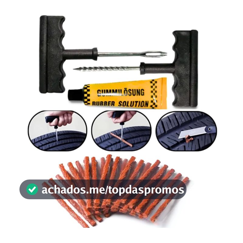 Kit Reparo De Pneu Sem Câmara Carro e Moto Macarrão Para Pneu