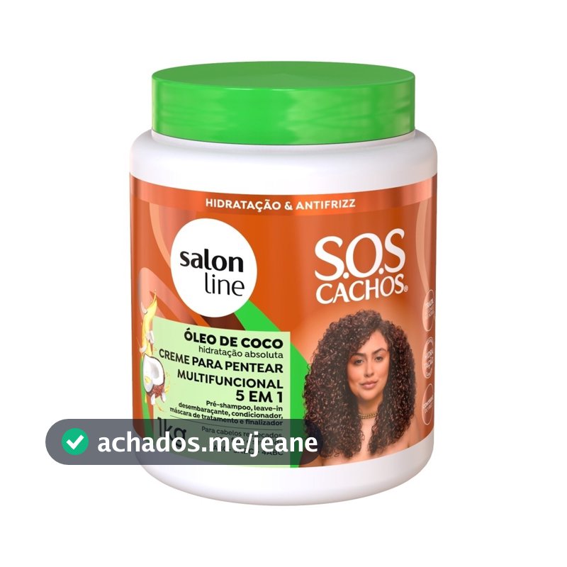 Creme Para Pentear 5 em 1 SOS Cachos Óleo de Coco 1kg
