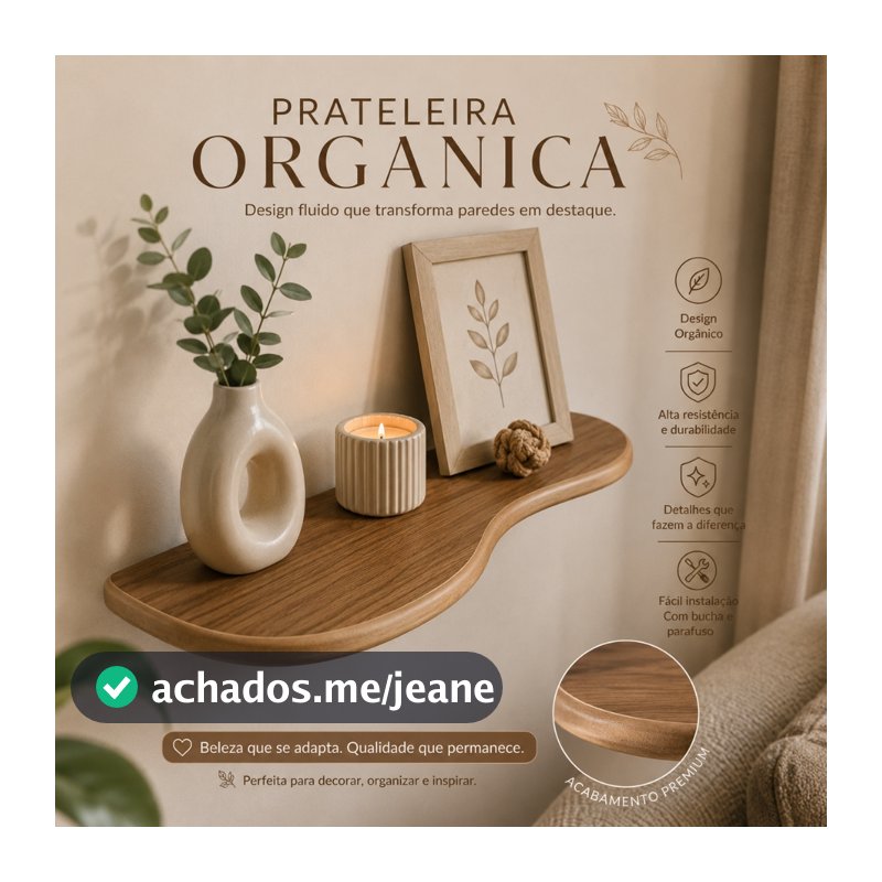 PRATELEIRA ORGÂNICA MDF Flutuante Decorativa para Sala Quarto Banheiro