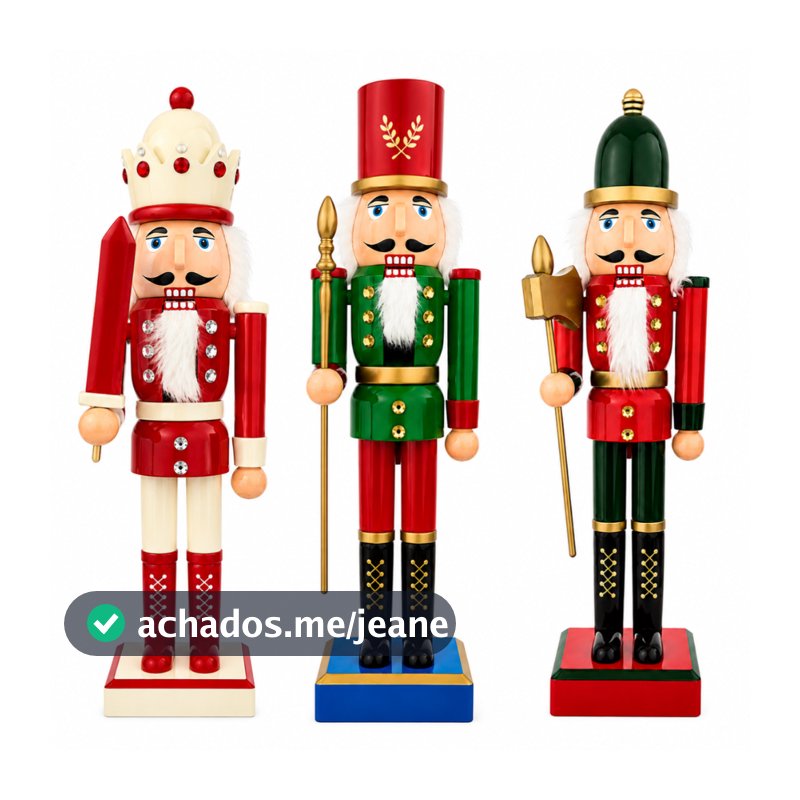 Enfeite Quebra Nozes Natal Musical 3 Modos c/Led 39cm Boneco Natalino