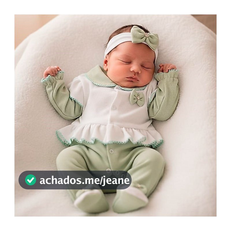 Macacão Longa Bebê Menina Aurora Delicado Lacinhos Malha Canelada