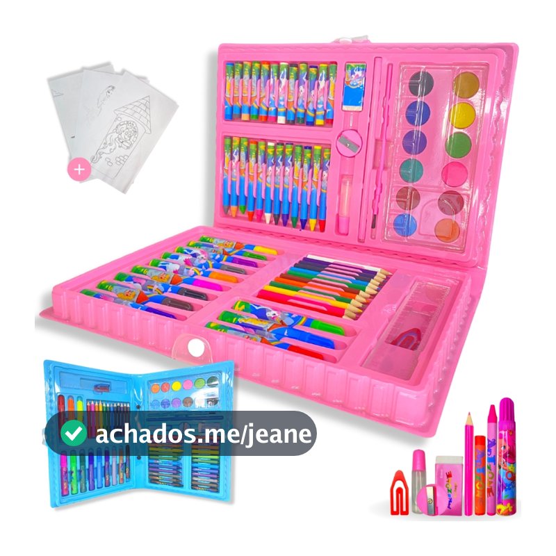 Maleta Pintura Infantil Estojo 68 Peças Para Colorir