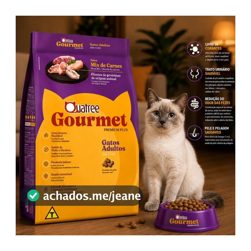 Ração Gato Adulto 10.1KG Quatree Gourmet Sabor Mix de Carnes