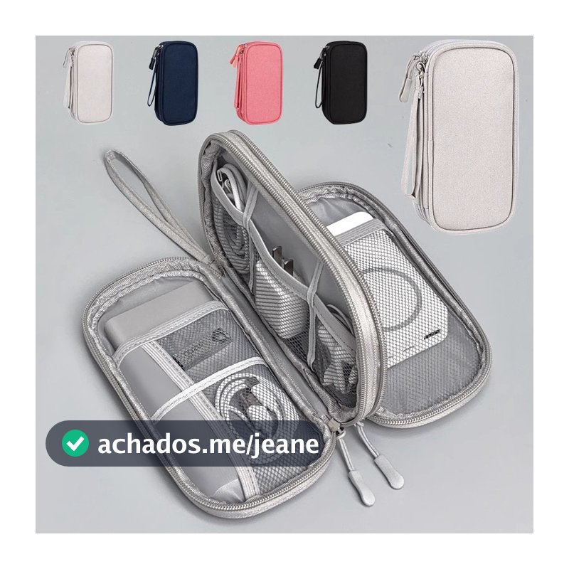 Necessaire Organizadora de Cabos e Fios - Portátil, Ideal para Armazenar Celular e Acessórios