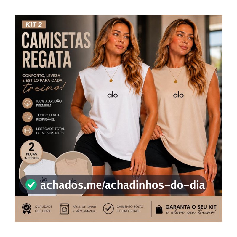 Kit 2 Regata Feminina Estampada Yoga Academia Confortável Regata 100% Algodão Envio Imediato