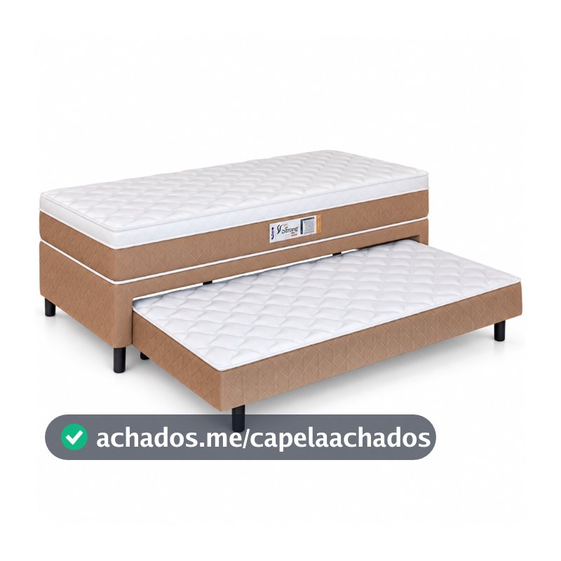 Cama Box Solteiro Com Cama Auxiliar Conjugada Espuma D28 Aspen 88x188x53cm Marrom / Branco Hellen