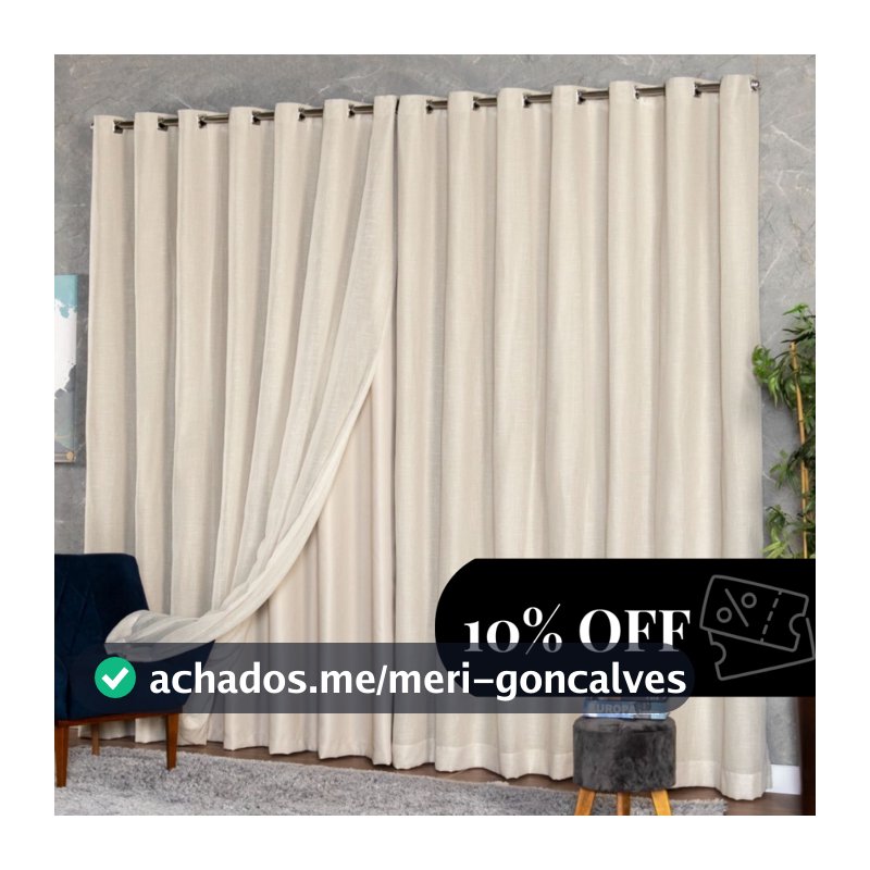 Cortina Voil Gaze De Linho Com Forro Blackout 6,00 x 2,30/ 2,40/ 2,50/ 2,60/ 2,70/ 2,80 VARAO