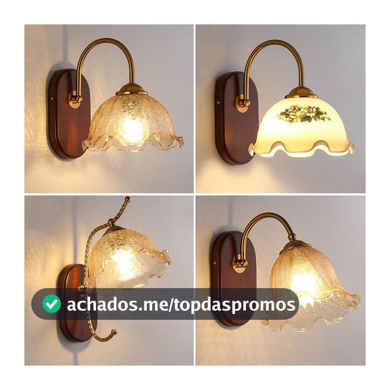 Arandela De Parede De Vidro Japonesa, Lâmpada Madeira Retrô Americana, Sala De Estar, Escada, Corredor, Luminária D