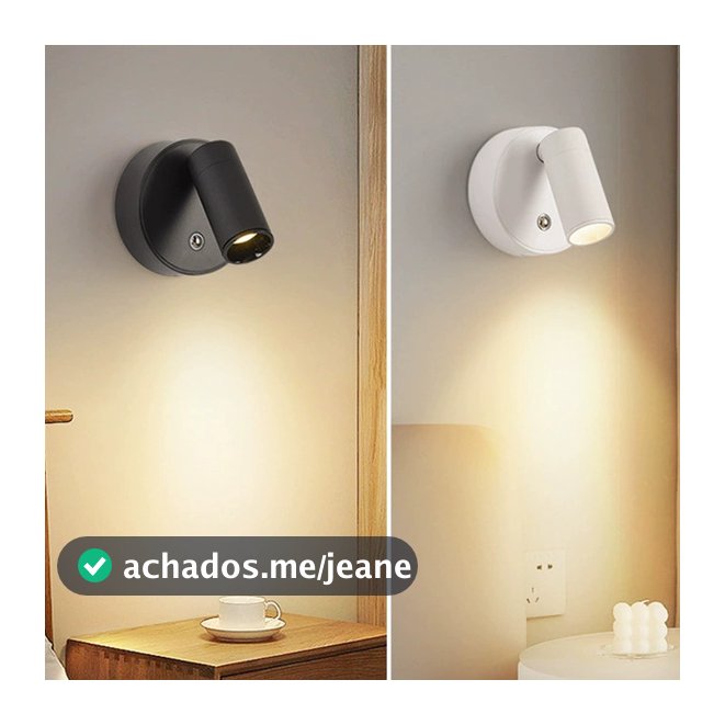 Luminária para quarto sem fio recarregável LED Leitura arandela de parede abajur de cabeceira