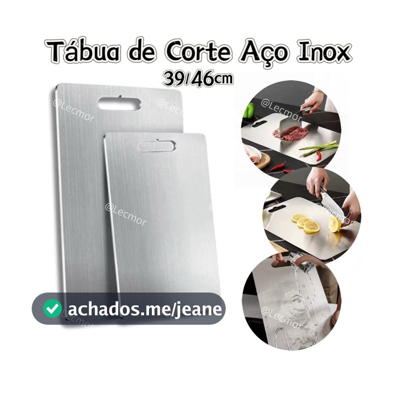 Tábua 29/39/46cm de Corte Aço Inox Antibacteriana Não Cria Mofo e Não Pega Cheiro Para Carne e Legumes
