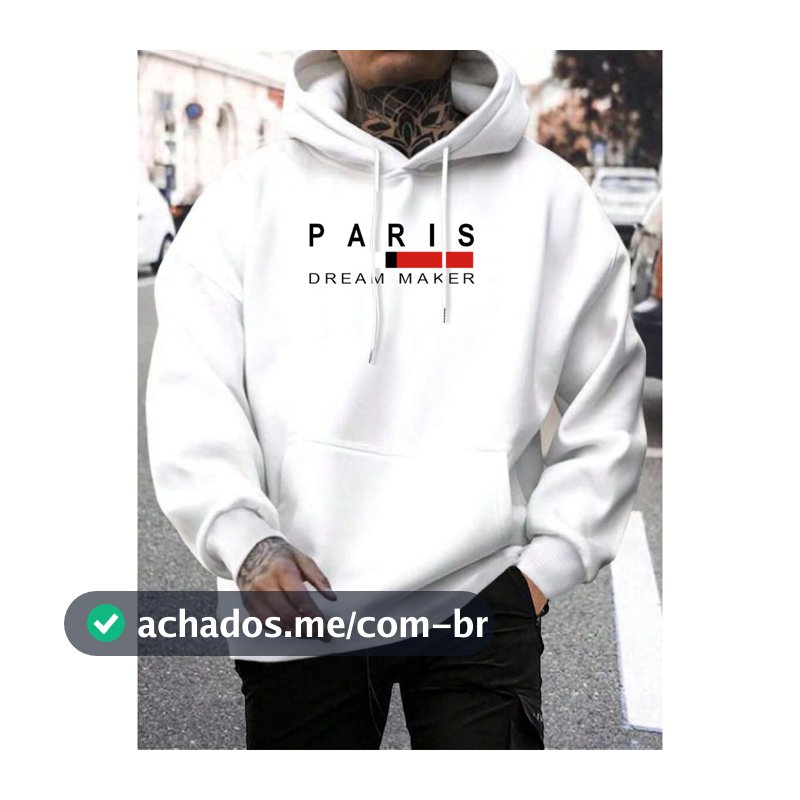 Moletom Masculino Moletom Canguru Blusa de Frio Unissex Moletom Estampado Paris Dream Moletom Unissex