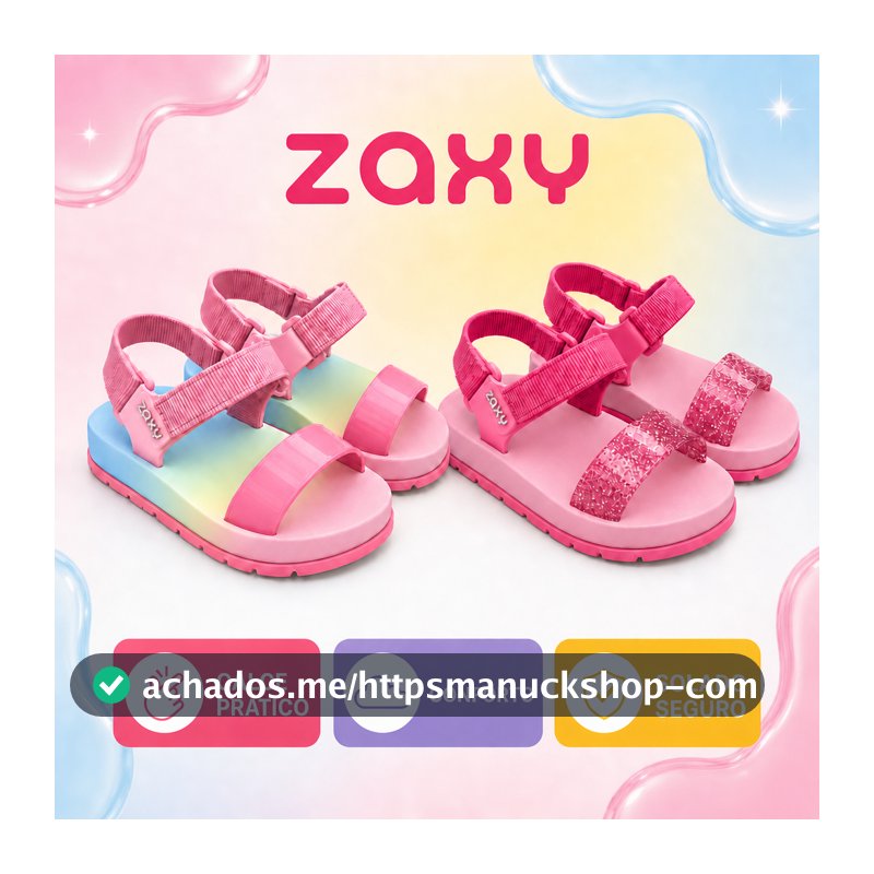 Sandália Papete Grendene Infantil Zaxynina Moderninha Baby Menina Confortável Original