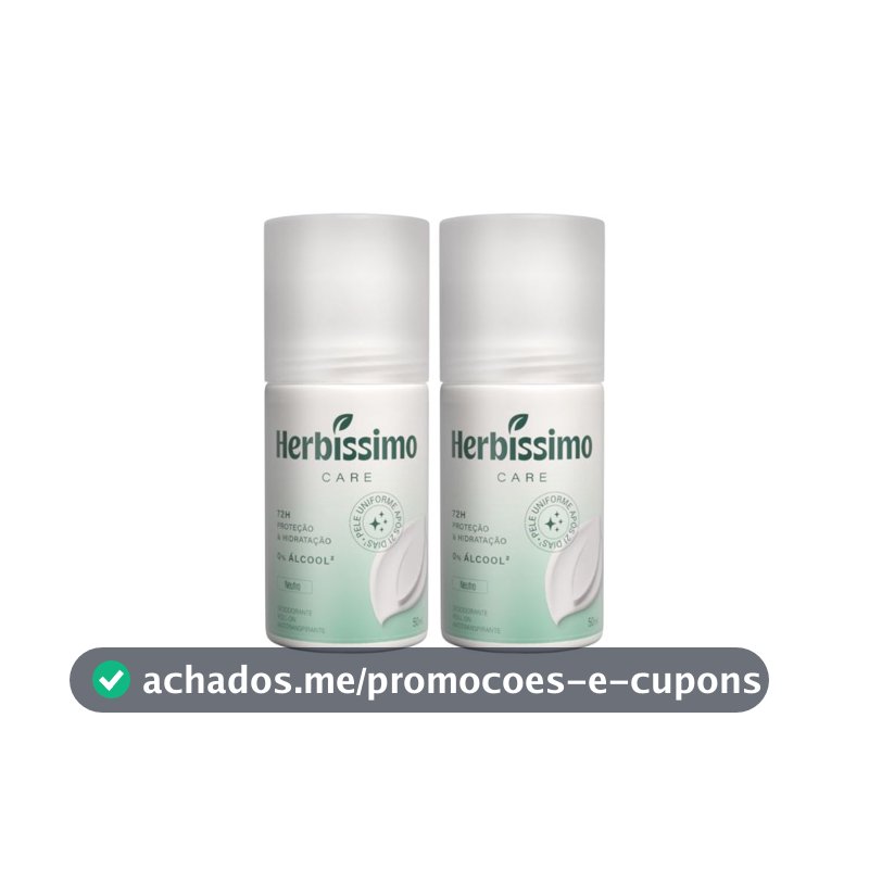 Kit Desodorante Roll-On Antitranspirante Herbíssimo Care Neutro 50Ml (2 unidades)