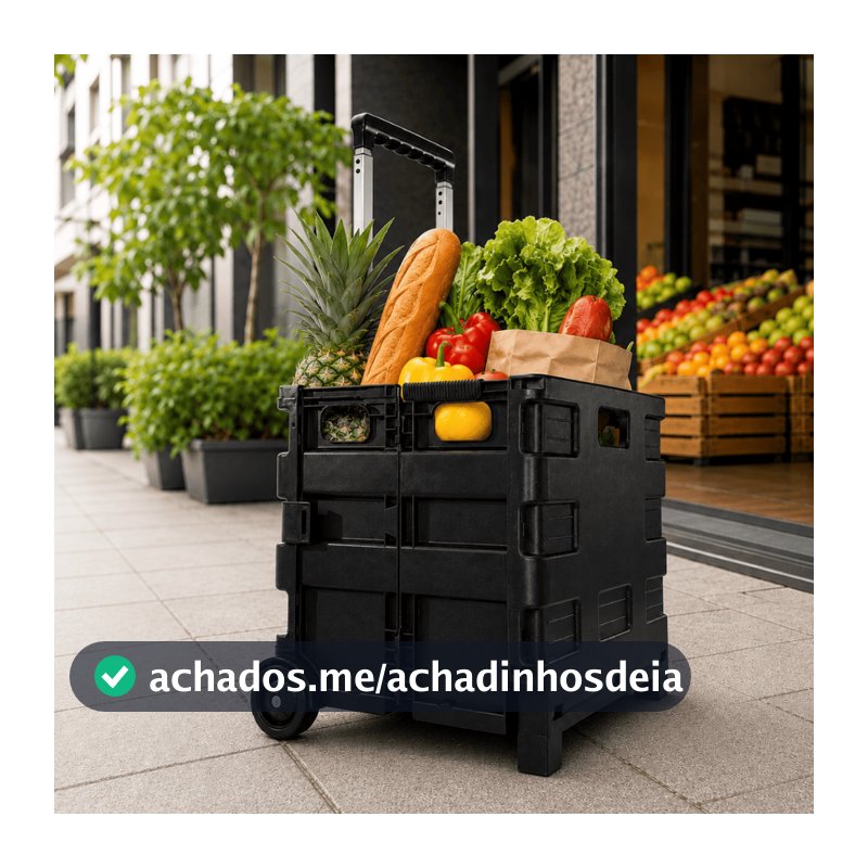 Carrinho Dobrável Multiuso Portátil Vira Maleta Cesto Feira
