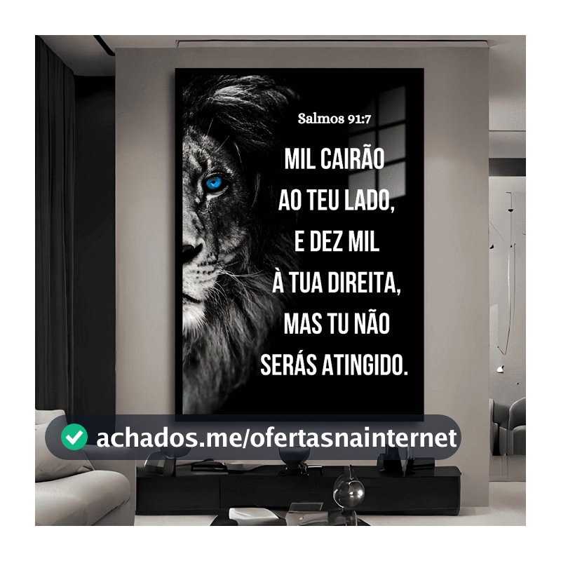 Quadro Decorativo Religioso Leão de Judá Salmos 91 Bíblia Fé Sala Quarto