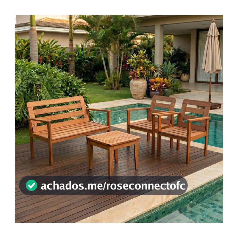 Conjunto para Jardim em Madeira Maciça 1 Sofá 2 Poltronas e Mesa de Centro Yescasa Marrom Cairo Não